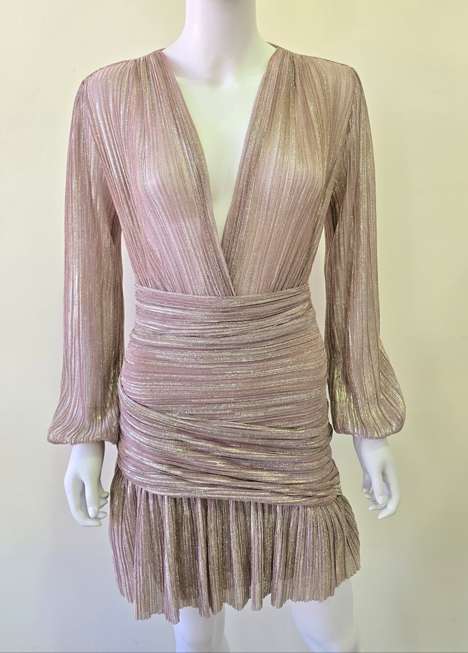 Maje Wrap Effect Lurex Sparkle Mini Dress